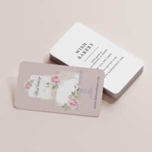 elegant bakery three tier cake vertical business card