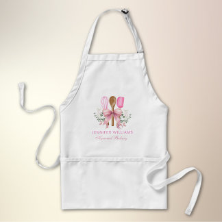 Elegant Bakery utensils with pink bow logo Standard Apron
