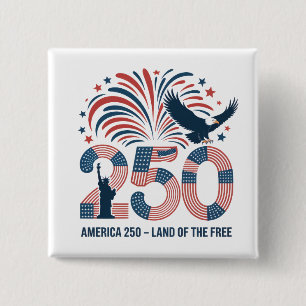 Elegant Bald Eagle America 250 Land of the Free 15 Cm Square Badge