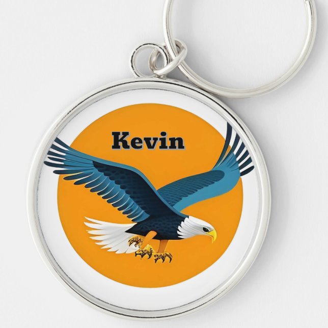 Elegant Bald Eagle Emblem Key Ring (Front)