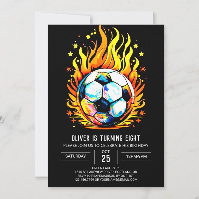 Elegant Ball Printable Soccer Birthday Invitation (Front)