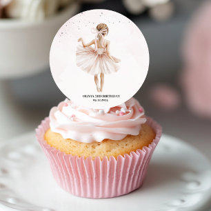 Elegant Ballerina Pink Birthday Classic Round Sticker