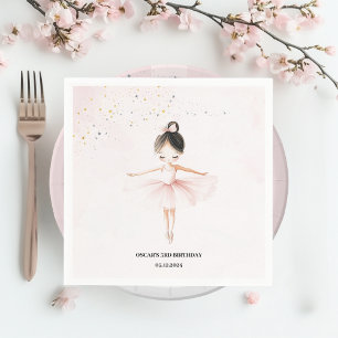 Elegant Ballerina Pink Birthday Napkin