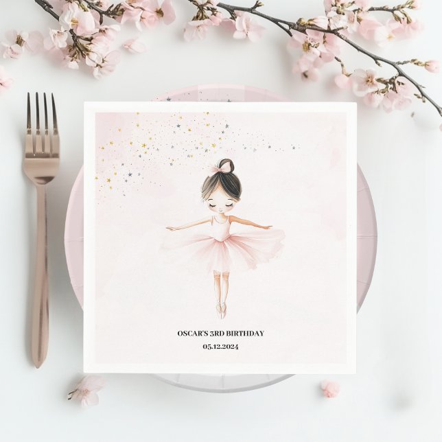 Elegant Ballerina Pink Birthday Napkin (Creator Uploaded)