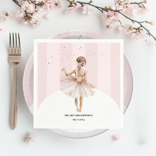 Elegant Ballerina Pink Birthday Napkin
