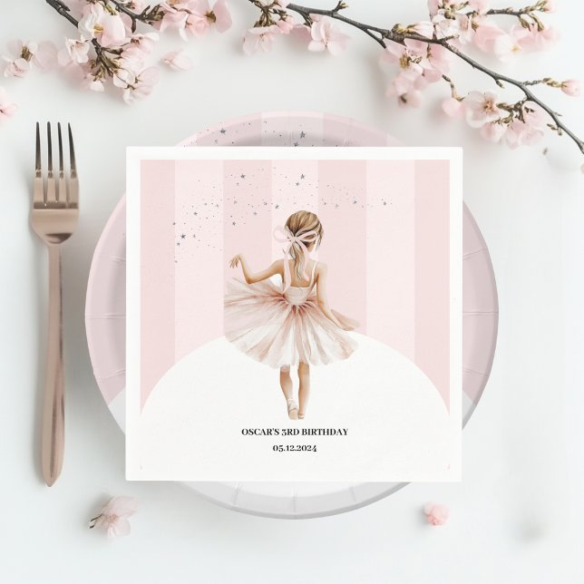 Elegant Ballerina Pink Birthday Napkin (Creator Uploaded)