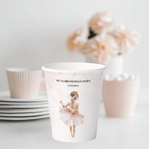 Elegant Ballerina Pink Birthday  Paper Cups