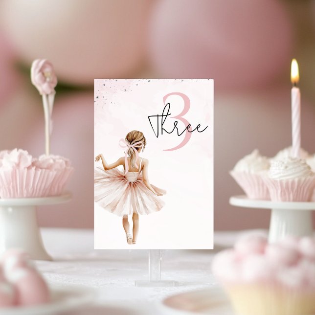 Elegant Ballerina Pink Birthday Table Number (Creator Uploaded)