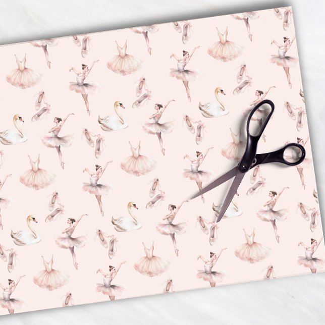 Elegant Ballerina Pink Watercolor Patttern Ballet  Tissue Paper (Creator Uploaded)
