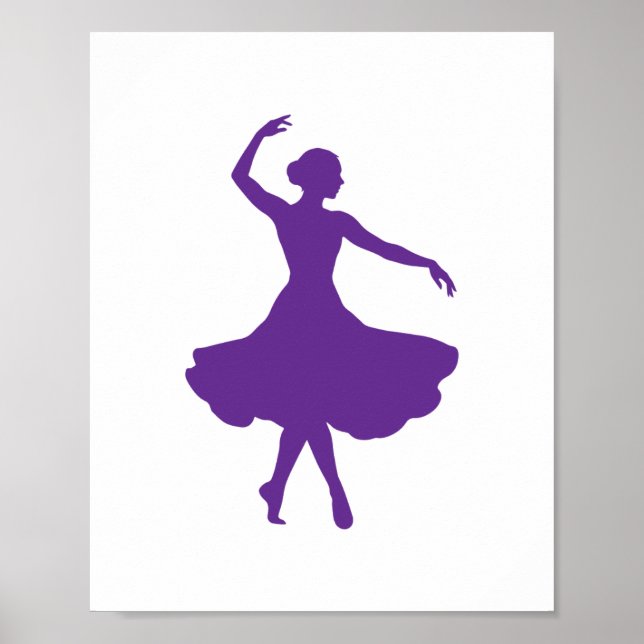 Elegant Ballerina Silhouette Vertical Ballet Wall Poster (Front)