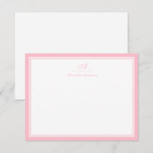 Elegant Ballet Pink Monogram Correspondence Card