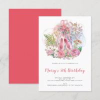 Elegant Ballet Shoes Pink Girl 5th Birthday Party