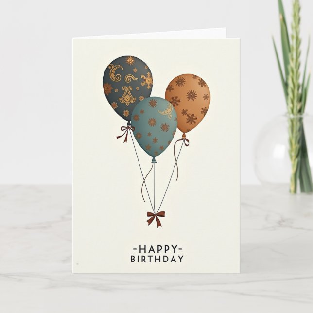Elegant Balloon Birthday Card (Front)