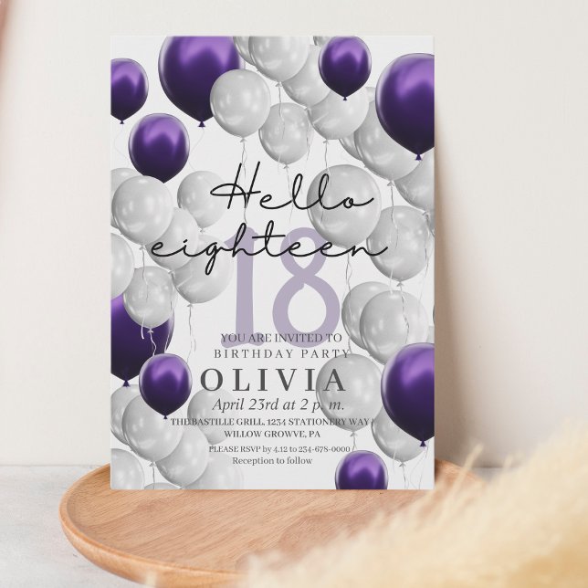 Elegant Balloons 18th Birthday Party  Invitation (Creator Uploaded)