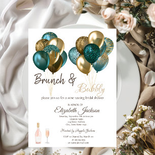 Elegant Balloons Brunch & Bubbly Bridal Shower Invitation