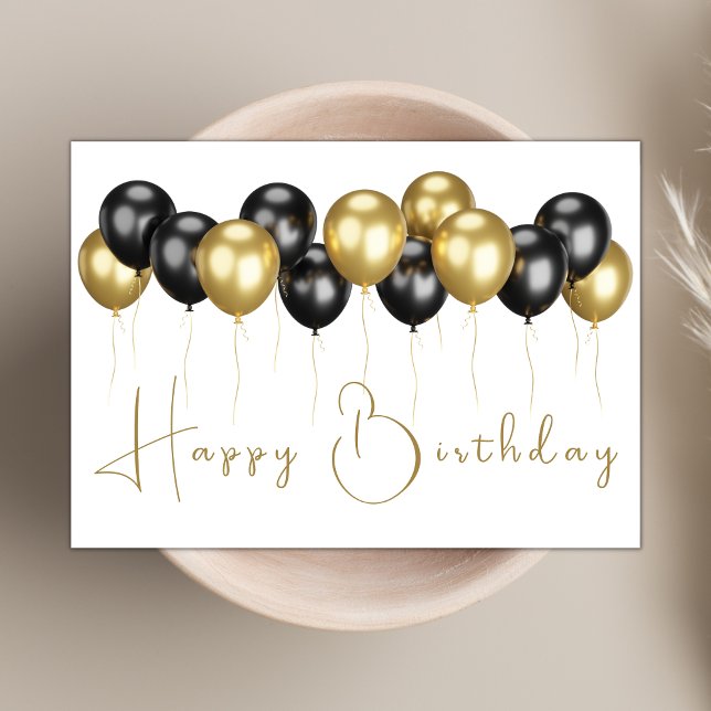 Elegant Balloons Modern Script Happy Birthday Card (Creator Uploaded)