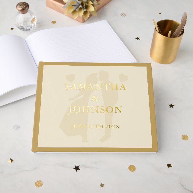 Elegant Ballroom Vintage Ivory Wedding Guest Book (Front Open)