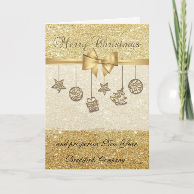 Elegant Balls Decorations Glittery,Corporate Holiday Card (Front)
