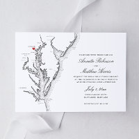 Elegant Baltimore Maryland Map Wedding Invitation