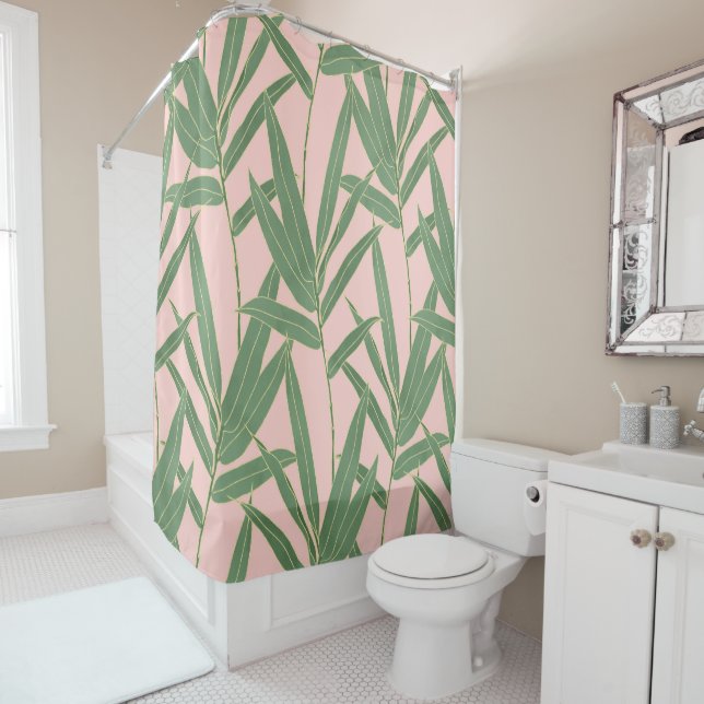 Elegant bamboo foliage design shower curtain (In Situ)