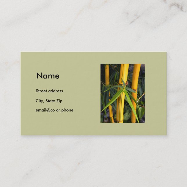 Elegant Bamboo personal business card template (Front)