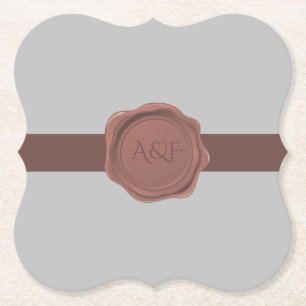 Elegant Band and Seal Monogram  Paper Coaster