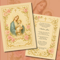 Elegant Baptism Floral Mother Mary Traditional