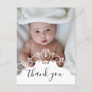 Elegant Baptism Photo Thank You Postcard
