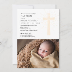 Elegant Baptism Religious Event Baby Photo Invitation