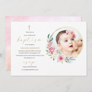 Elegant Baptism Religious event custom photo Invit Invitation