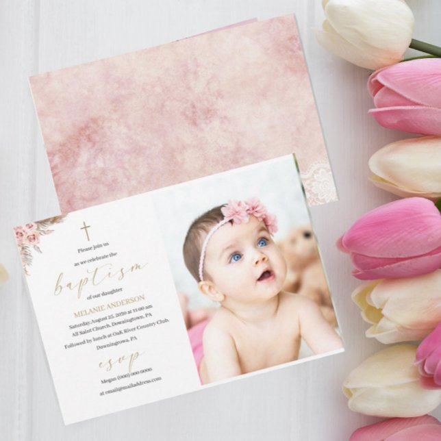 Elegant Baptism Religious event custom photo Invit Invitation (Creator Uploaded)