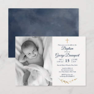 Elegant Baptism Religious event custom photo Invitation