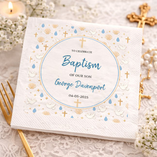 Elegant Baptism | Religious Kids Christening Party Napkin