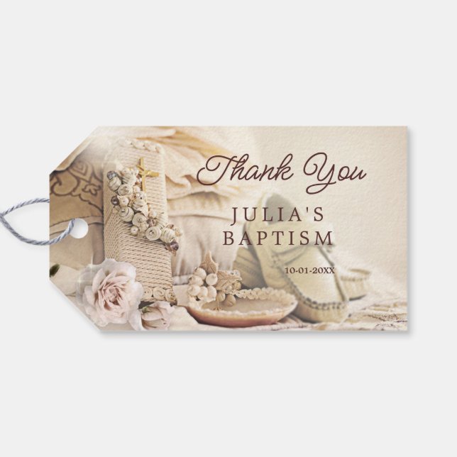 Elegant Baptism Thank You Favour Tag (Back Horizontal)