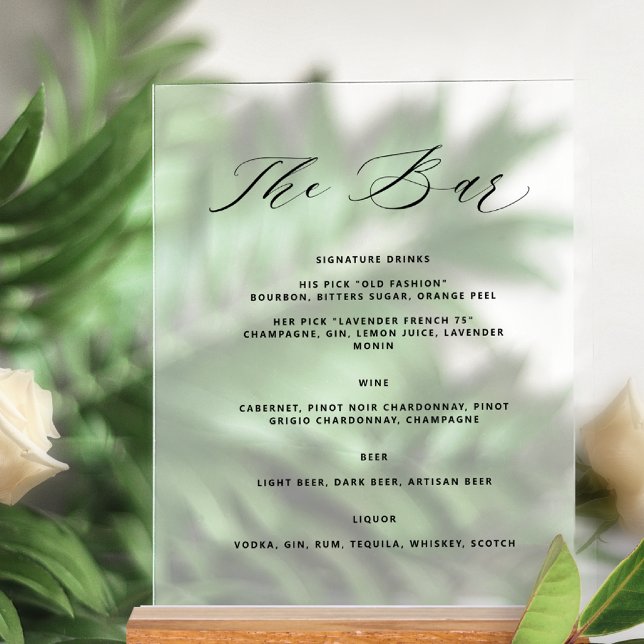 Elegant Bar Wedding Frosted Style Acrylic Sign (Creator Uploaded)