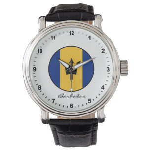 Elegant Barbados Watch & Barbados Flag 