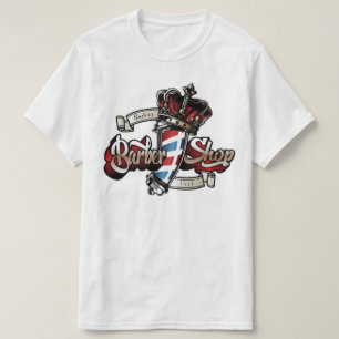 Elegant Barber Pole and Crown Personalise T-Shirt