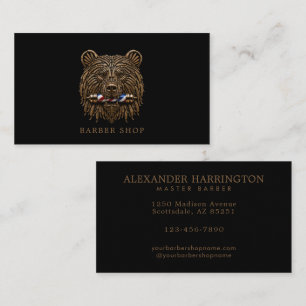 Elegant Barber Shop Bronze Bear Barber Pole  Business Card
