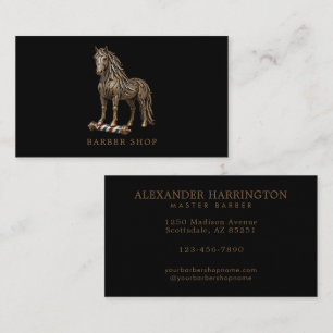 Elegant Barber Shop Bronze Mustang Barber Pole  Business Card