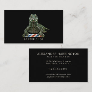 Elegant Barber Shop Emerald Alligator Barber Pole  Business Card