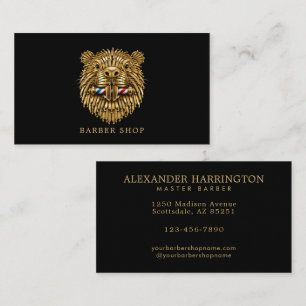 Elegant Barber Shop Golden Beaver Barber Pole  Business Card