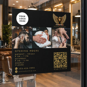 Elegant Barber Shop Golden Eagle Qr Code Logo