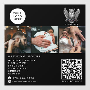 Elegant Barber Shop Silver Owl Qr Code Logo