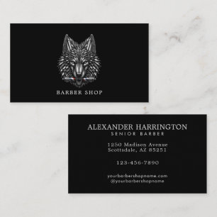 Elegant Barber Shop Silver Wolf Barber Pole  Business Card