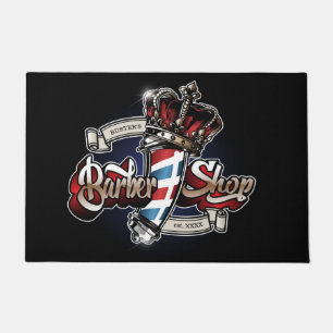 Elegant Barbershop Crown Personalise 24" x 36" Doormat