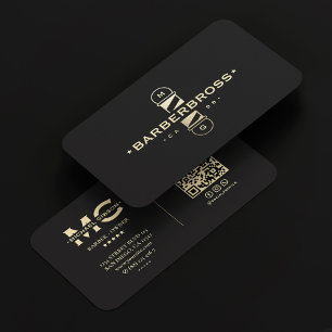 Elegant Barbershop Gold Barber Pole Black  Business Card
