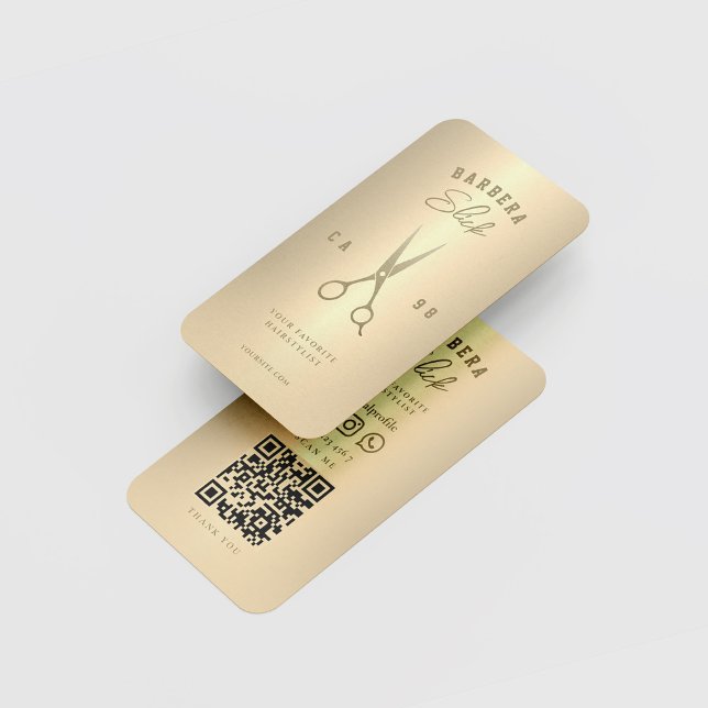 Elegant Barbershop Hairstylist Gold Scissors Business Card (Creator Uploaded)