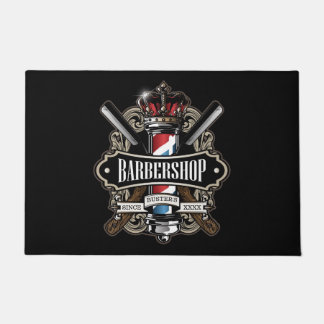 Elegant Barbershop Logo Personalise 24" x 36" Doormat