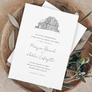 Elegant Barn Black and White Rustic Wedding Magnetic Invitation