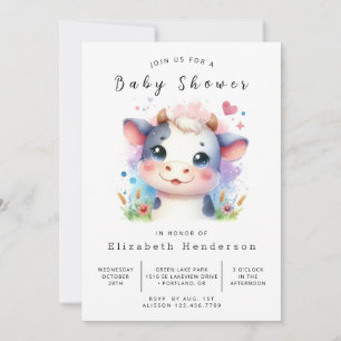  Elegant Barn Calf Cow Baby Shower Invitation